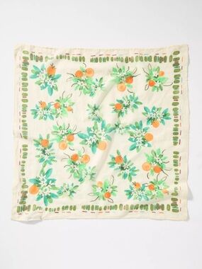 NWT Anthropologie Vismaya Summer Edit Cotton Square Scarf Oranges